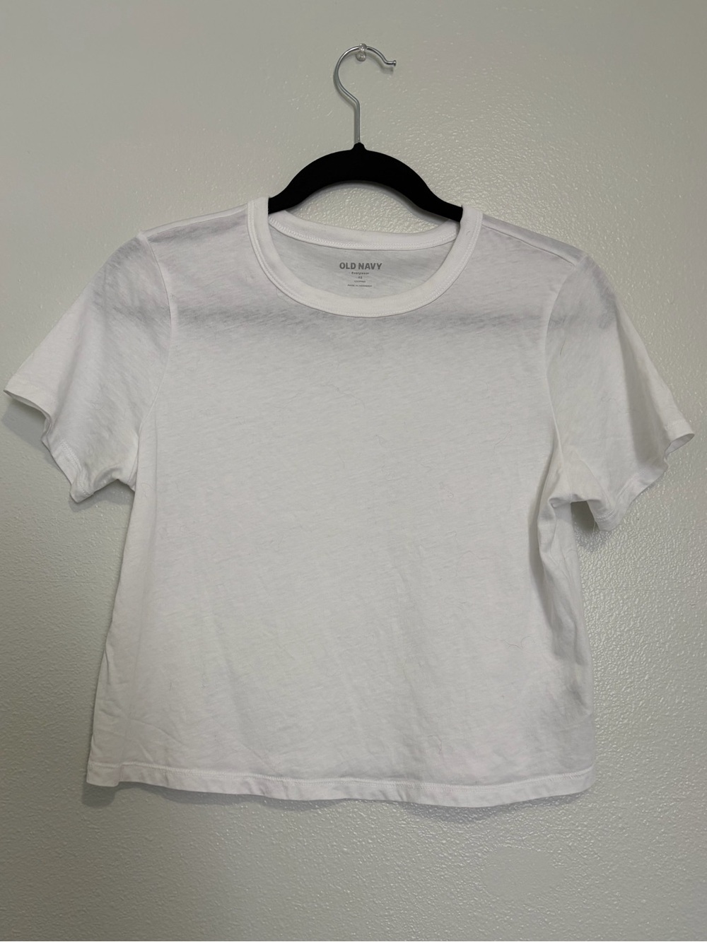 Old Navy EveryWear Cropped White T-Shirt Women’s XS Basic Crewneck Tee